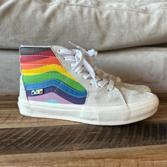 Vans Shoes - Vans Sk8-Hi High Top Rainbow Pride Skater Sneakers, Size 7W / 5.5M